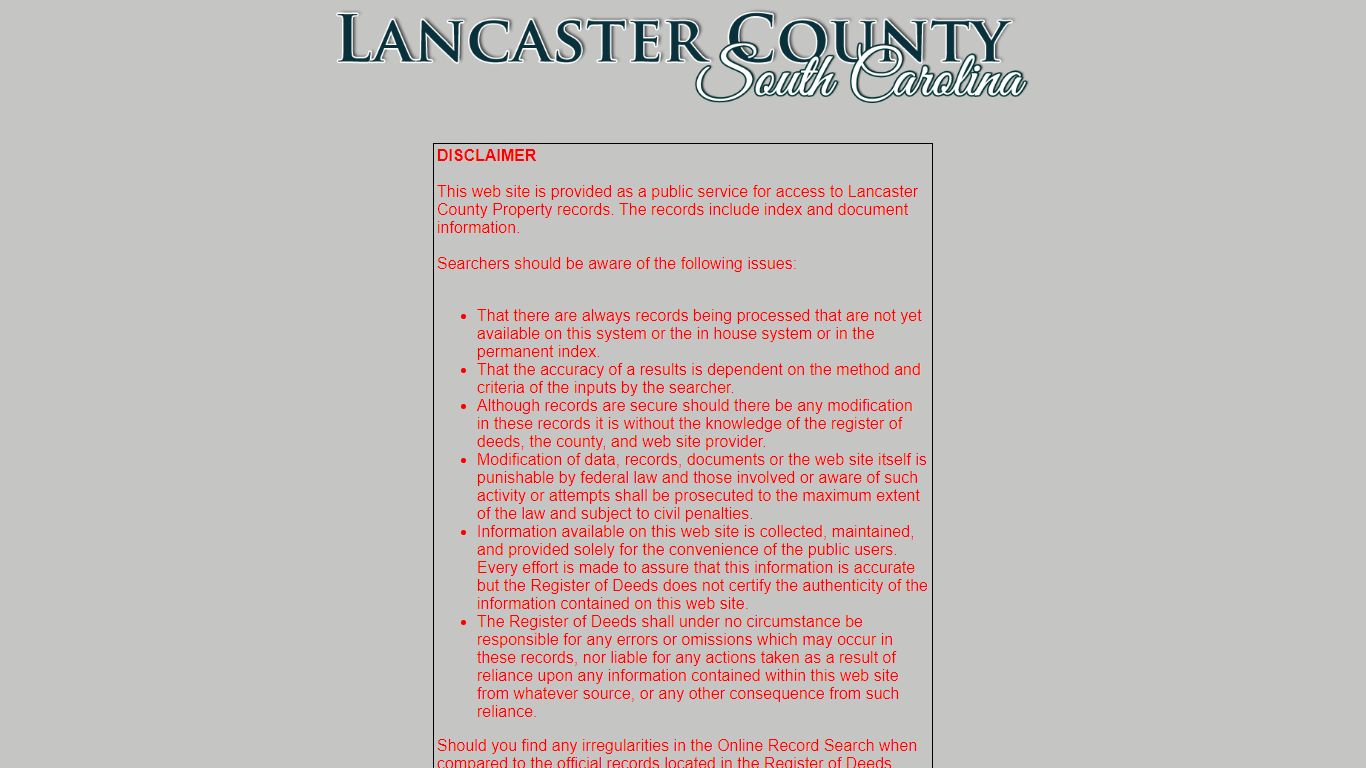 Lancaster County Online Record System
